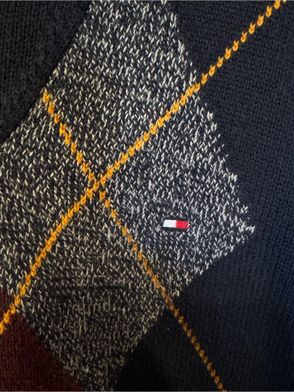 Tommy Hilfiger Argyle Shawl Collar Sweater Men's Large Navy - Picture 3 of 9